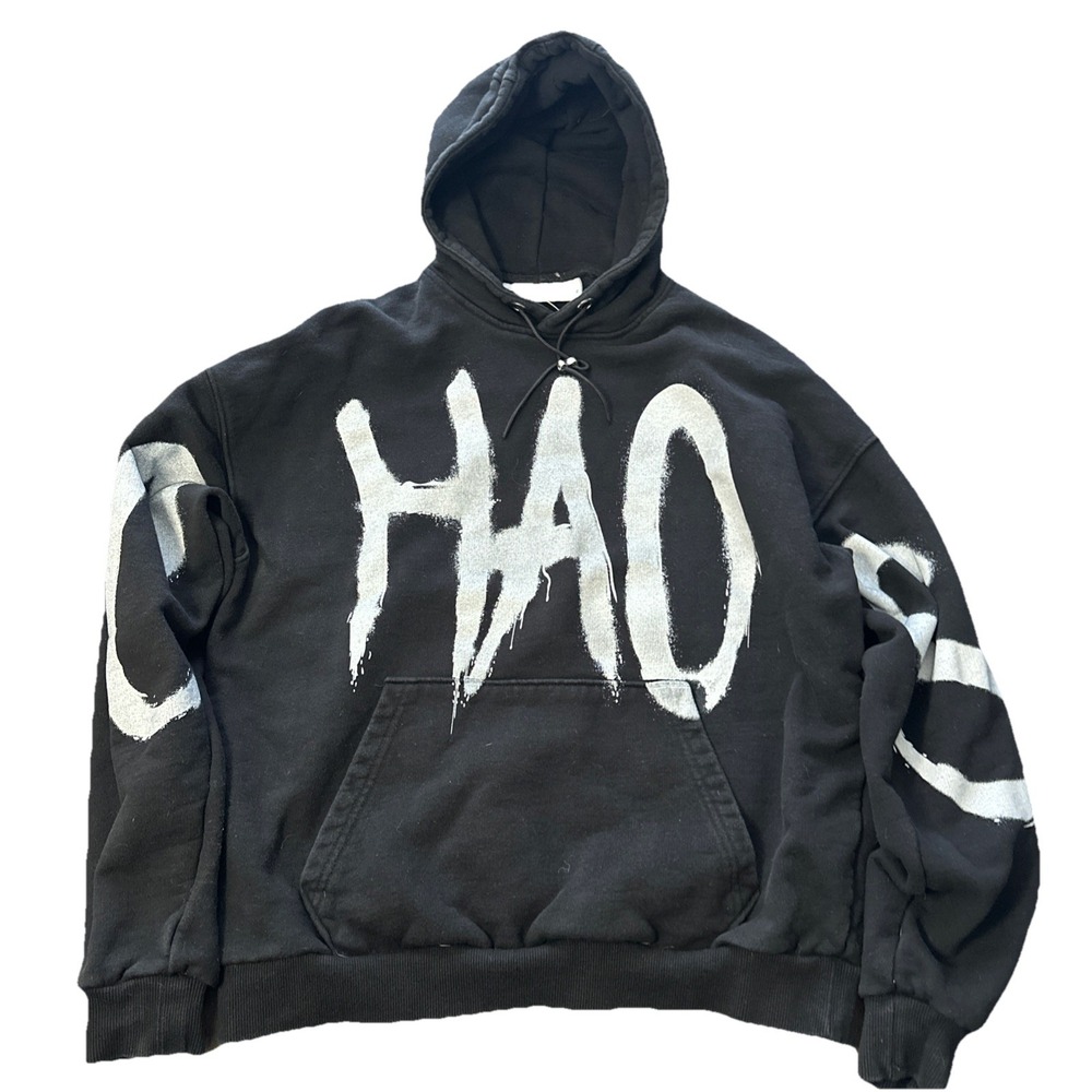 JK Attire Chaos Vintage Hoodie Sweatshirt Anglomania Y2K Mens Size Medium Black